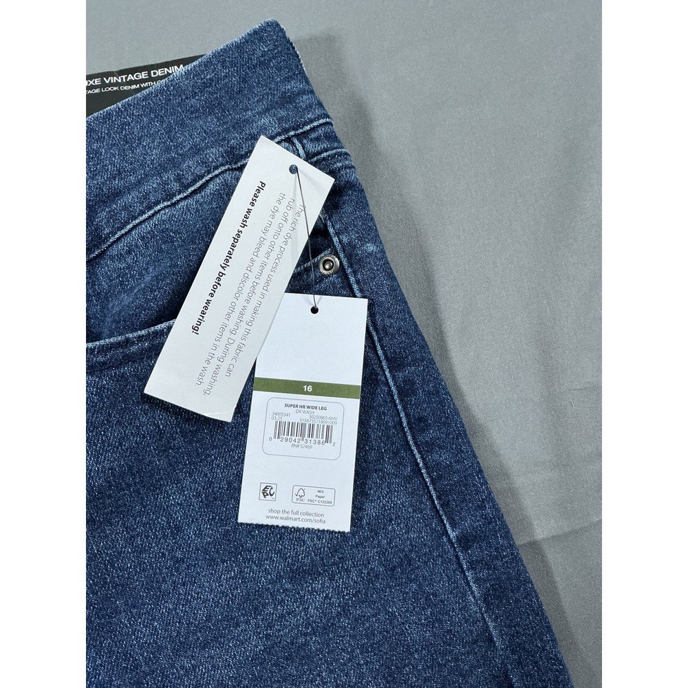 Sofia Jeans by Sofia Vergara Margot Wide Leg High Rise Dark Wash Denim Size 16 - Picture 10 of 12
